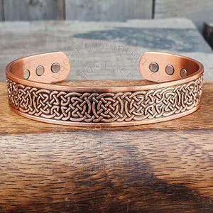 Viking Celtic Eternity Knot Bio Magnetic Pure Copper Bracelet, Magnetic Pagan Cuff, Viking Irish Bangle