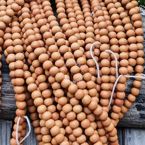 Natural Brown Fragnant Round Loose Sandalwood Beads 6MM carved from Jaipur, Genuine Beads, Natural Beads