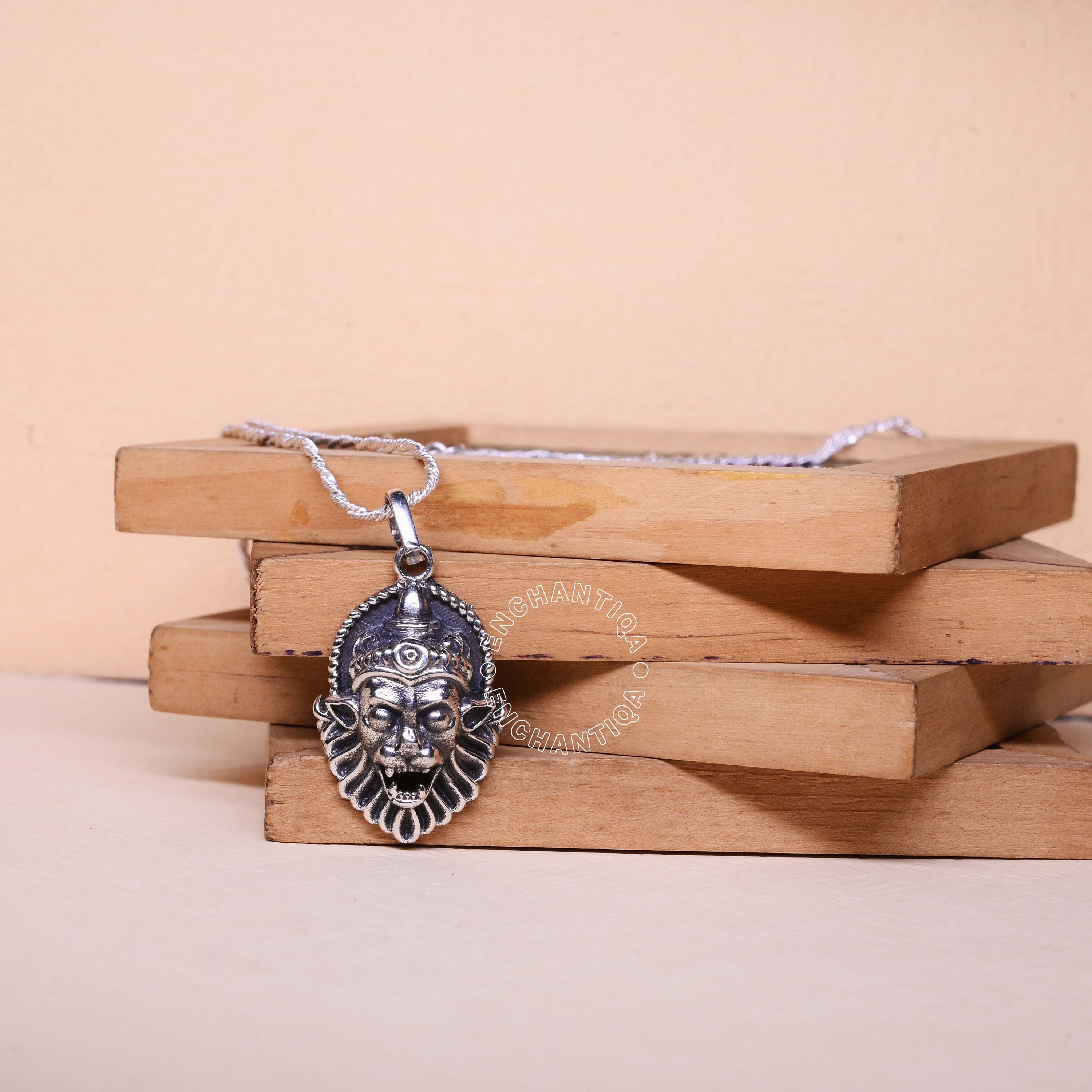 Lord Narasimha Pendant- 925 Sterling Silver, Religious Pendant, God Pendant, Silver Pendant, Protection Amulet Locket, Lord Vishnu Pendant