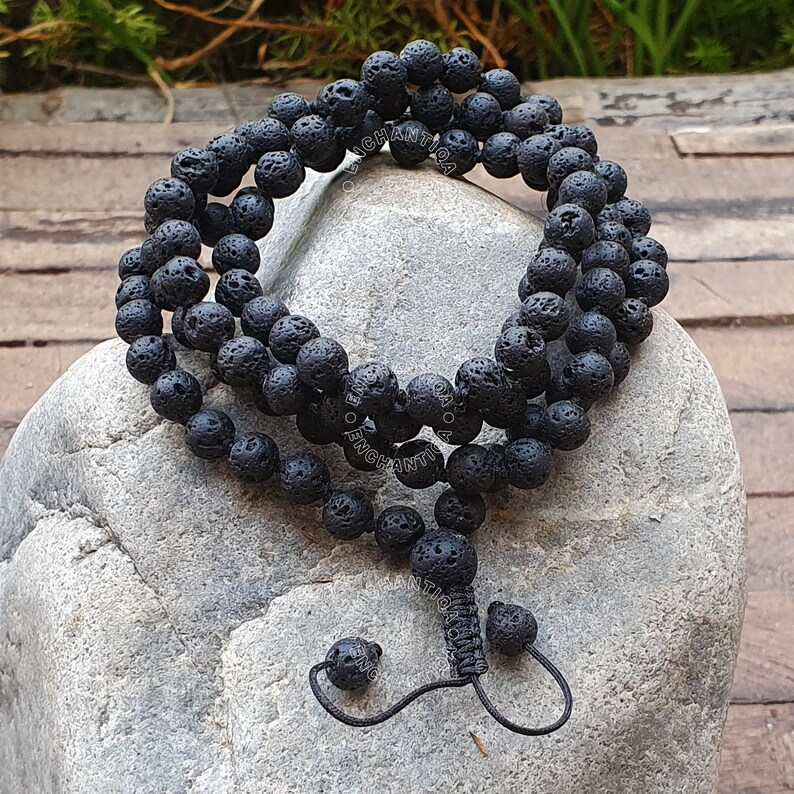 Natural Volcanic Lava Beads Necklace - Earthy, 6mm Lava Stone ...