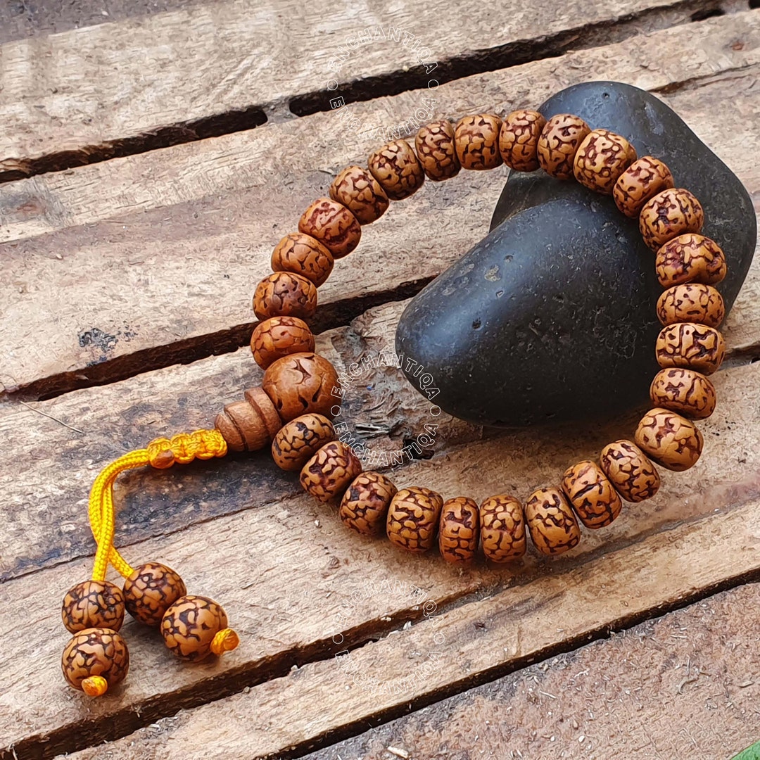 Natural Aged Brown Mukhi Rudraksha Bracelet, Buddhist Bracelet