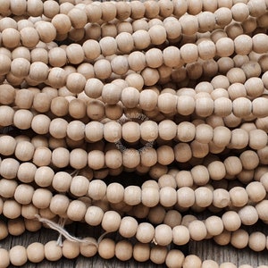 Tulsi (Tulasi) Natural Round Premium Wood Beads 8.0-8.5 mm, Loose Tulsi Mala Beads, Wood Beads mala