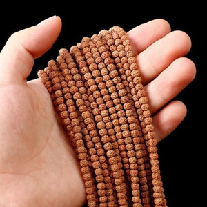 5 Mukhi Natural Indonesian Rudraksha Beads Round Loose Beads 5MM, 6MM, 7MM, 8MM, 9MM, 10MM, 11MM, 12MM & 16MM For Making Mala Necklace
