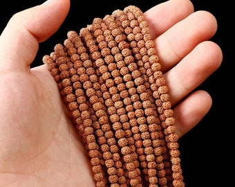 5 Mukhi Natural Indonesian Rudraksha Beads Round Loose Beads 5MM, 6MM, 7MM, 8MM, 9MM, 10MM, 11MM, 12MM & 16MM For Making Mala Necklace