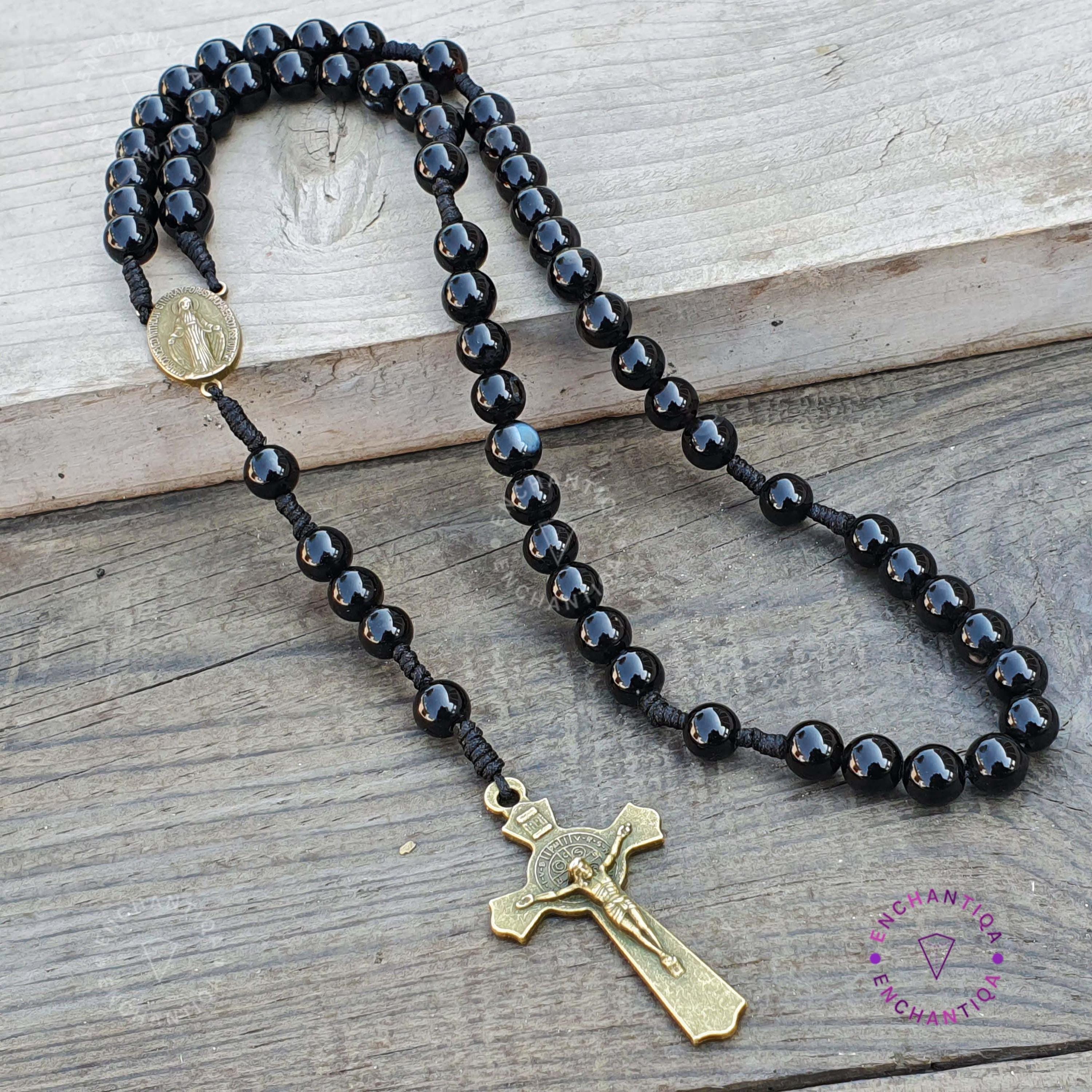 Catholic Rosary, Genuine Black Onyx Rosary, Black Onyx Beads Rosary, Handmade Catholic Rosary Beads, Black Prayer Beads