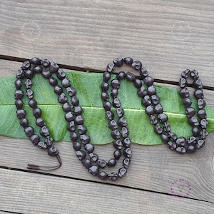 Tibetan Black Skull Mala Necklace with Adjustable Sliding Knot Tibetan Mantra Meditation Kali Mala, Hindu Mala, 108 Beads Mala
