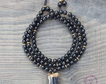 Colgante de turmalina cruda, turmalina negra natural, piedra protectora, collar, joyería de cristal curativo.