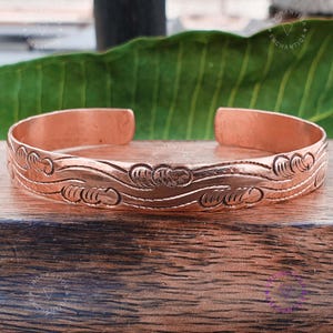 Healing Copper Bangle | Auspicious Cloud | Pure Solid Copper Cuff | Buddhist Tibetan Jewellery | Adjustable Cuff | Stackable Copper Bangle