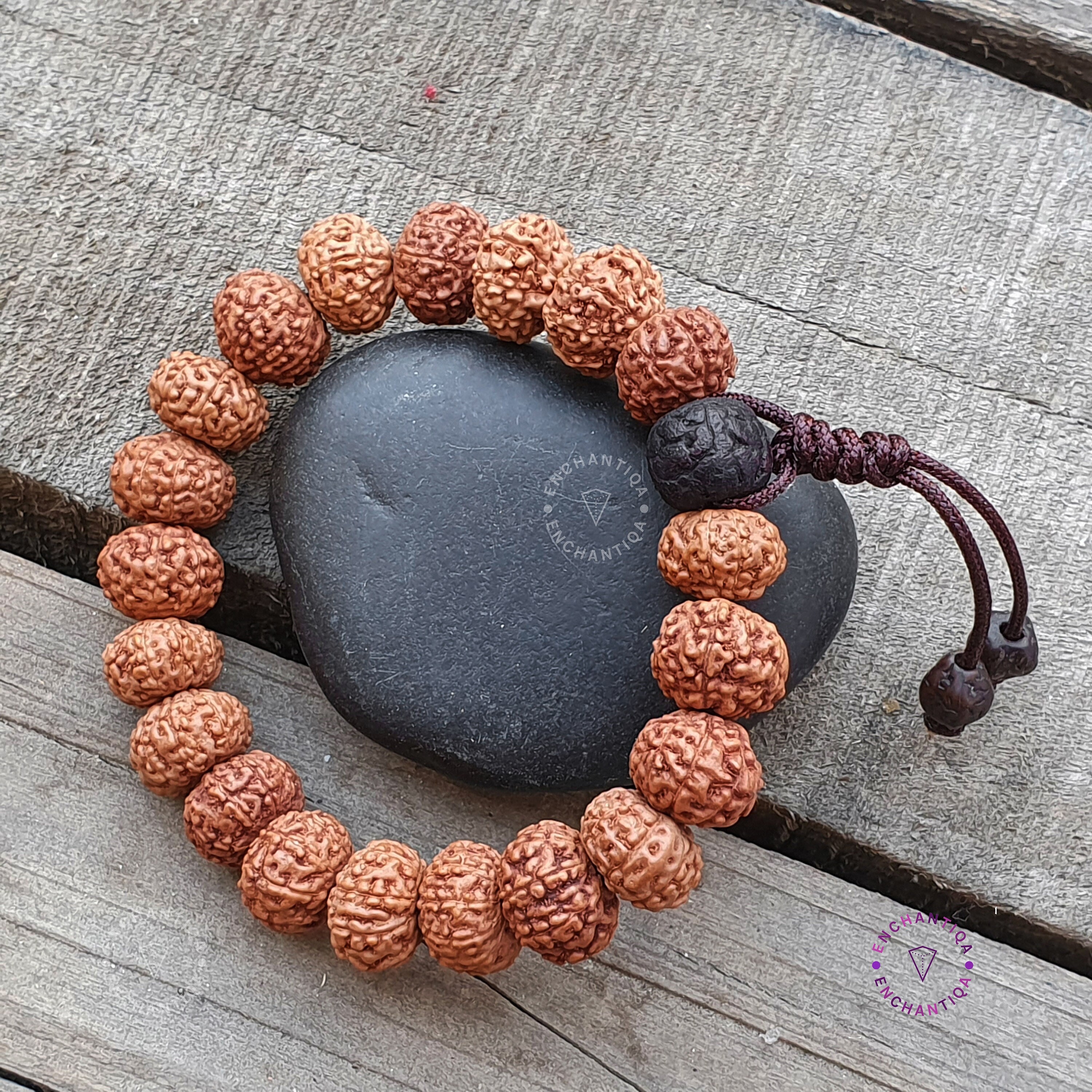 ミワちゃん　ルドラクシャマーラー　オール2ムキ 7 ムキ ルドラクシャ ブレスレット: 天然ジャワ種子、瞑想ビーズ