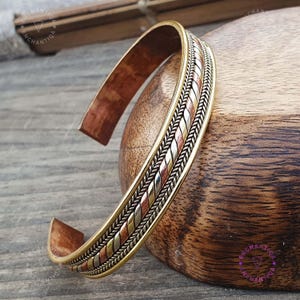 Handmade Nepal Bangle: Braided Copper, Brass & Tibetan Silver