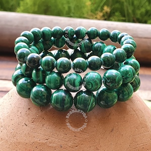 Malachite Bracelet 8mm, 10mm, 12mm Gemstone Bracelet, Beaded Bracelet, Genuine Malachite Crystal Bracelet, Energy Stone, Protection Bracelet