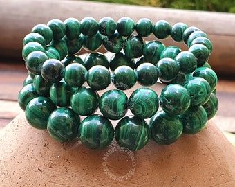 Unique Chakra Duo Bracelet de guérison Perles en Malachite 8mm Bouddha