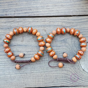 Inlaid Bodhi Seed Wrist Mala, Raktu beads Bracelet, Japa Mala Bracelet for Meditation, Raktu Seed Bracelet Wrist Mala, Bodhi Seed Bracelet