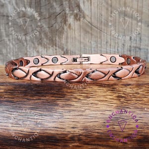 Handmade Copper Magnetic Bracelet: Women&#39;s X-Link Jewelry, Rustic Slim Band