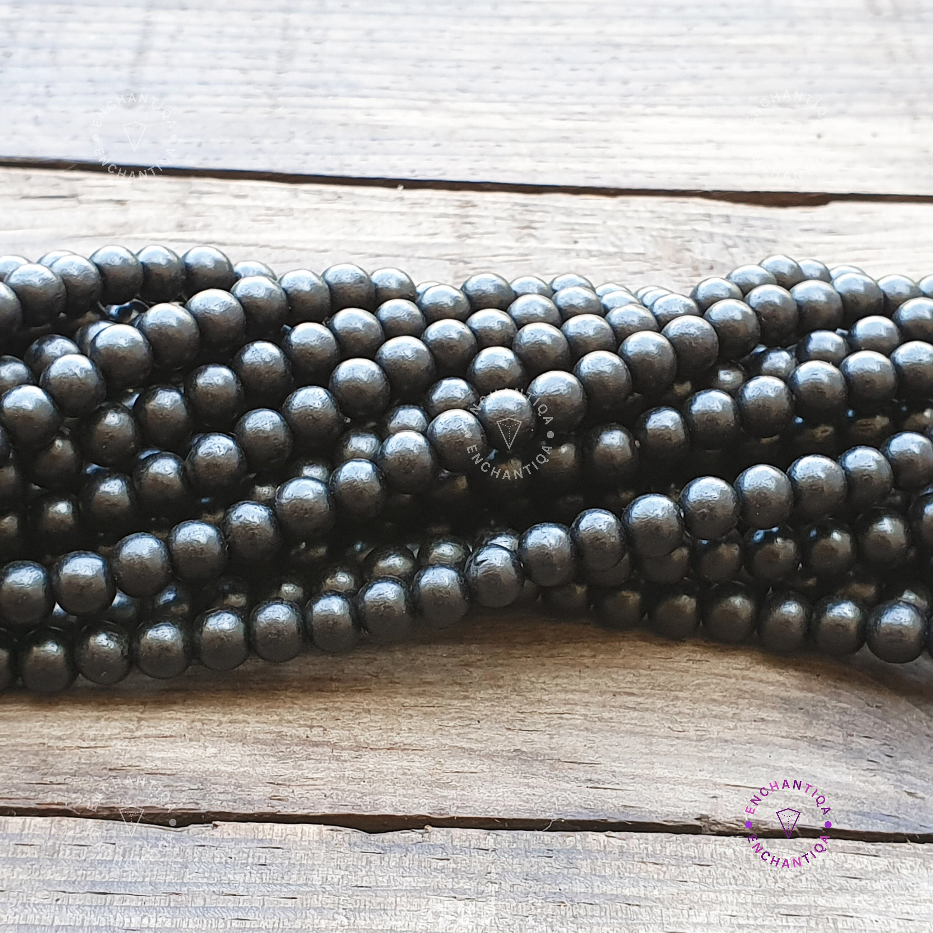 Natural Black Ebony Wood Karungali, Polished 7mm 108 Beads Strand for Jewelry Making DIY, Wood bead For Mala Prayer Meditation 26" strand