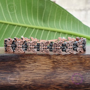 Pure Copper Butterfly Magnetic Bracelet For Women 3500 Gauss Neodymium Magnets – Pain Relief, Arthritis Support Antique Braided Link Design