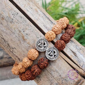 5 Mukhi Rudraksha Bracelet: 925 Sterling Silver Om Charm, Spiritual Gift
