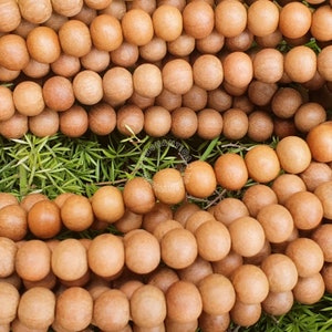 Natural Brown Fragnant Round Loose Sandalwood Beads 8MM carved from Jaipur, Natural Beads, Genuine Beads