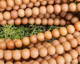 Natural Brown Fragnant Round Loose Sandalwood Beads 8MM carved from Jaipur, Natural Beads, Genuine Beads