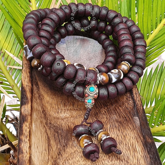 Natural 108 Phoenix Eye Bodhi Seeds Mala, Antique Bodhi Seed Mala With  Tiger Eye and Dzi Counter Beads, Tibetan Mala, Buddhist Necklace -   Canada