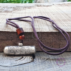 Tibetan 925 Sterling Silver Prayer Box Pendants Eight Auspicious Gau Box Mantra Amulet Locket - Jantar Kavacha Buddhist Pendant Necklace