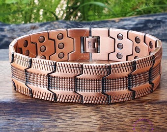 Pulseras de cobre macizo puro, joyería magnética curativa, regalos terapéuticos, joyería de cobre magnético, pulseras de cobre magnético para hombre