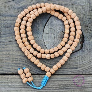 Tibetan Cypress Bodhi Seeds Mala • Palm Bodhi Seed Buddhist Necklace • 108 Beads Bodhi Seed Mala, Baixiang Seed, Passion fruit Seed Beads