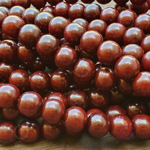 Natural Real 12mm Indian Red Sandalwood Bead, Round Loose Sandalwood Beads Polished Untreated Beads Great For Mala Prayer Meditation Therapy