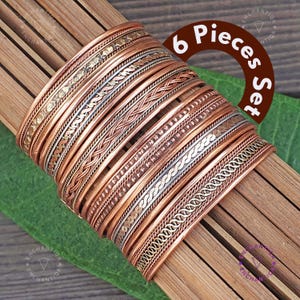 Pure Copper Healing Bracelet Set, Copper Cuff Bangle Set, Simple Dainty Bracelet, Raw Copper- Gift for Her, Gift fot Him, Handmade in Nepal