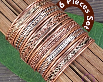 Copper Magnetic Bracelet | Copper Energy Magnet | Pure Copper Bracelet | Healing Copper Bracelet Magnetic Cuff Bangles, Handmade in Nepal