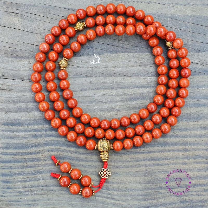 Tibetan 108ct Sunstone Mala Hindu Yoga Meditation Prayer Bead Necklace main image 0