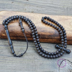 Tasbih in legno di ebano: rosario islamico con 99 grani, braccialetto musulmano