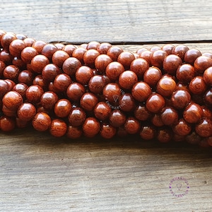 Natural Real Indian Red Sandalwood Beads, Round Loose Sandalwood Beads 8MM Polished Untreated Beads Great For Mala Prayer Meditation Therapy