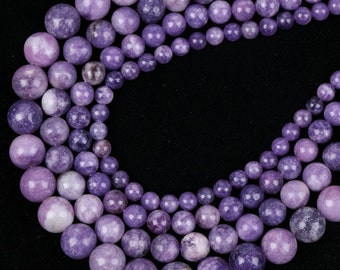AAA Lepidolite Gemstone Beads: Round Purple Jewelry Making (8MM, 10MM, 12MM)