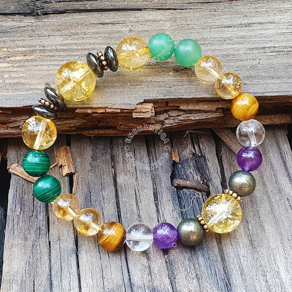 Money Maker Bracelet | Good Luck Wealth Prosperity | Abundance | Eight-Elements Stones Beaded Bracelet | Attract Success Gift Bracelet