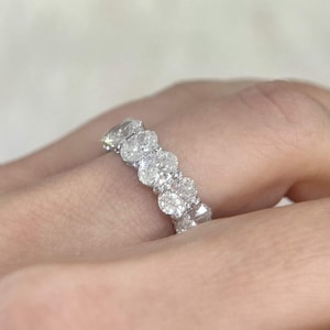 6 Carat 5 carat Lab grown Diamonds Full Eternity Wedding Band, Custom Oval Cut Eternity Ring, Stackable Eternity Ring, Gifts for Her