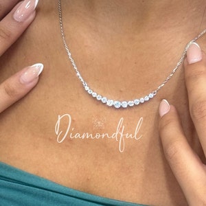 1.56 CT Lab Diamond Bar Necklace / Lab Diamond Pendant / Floating Lab Diamond Necklace /14k/ Bridal gift /Gift for her