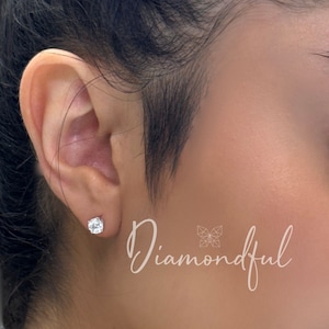 2 carat Lab Grown Round Brilliant Cut Diamond Stud Earrings 4 Prong in 14K Gold / Lab Created Diamond Studs / Round Cut Studs/ Gift for her