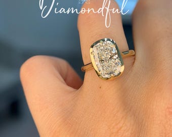 Elongated Cushion Cut Solitaire Bezel Engagement Ring 14K Gold