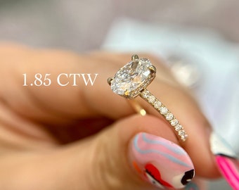 4.45 carats IGI Oval Cut Lab Grown Diamond Engagement Ring, Micro Pave Hidden Halo with Diamond Basket, Bridge & Band, Engagement Ring