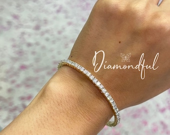 4.91 Carat Round Cut Lab Grown Diamond Bangle Bracelet, 14K Lab Grown Diamond Bangle Bracelet, Gift