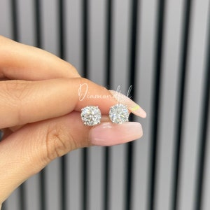 3 carat Lab Grown Round Brilliant Cut Diamond Stud Earrings 4 Prong in 14K Gold / Lab Created Diamond Studs / Round Cut Studs/ Gift for her
