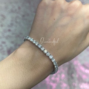 10 Carat Lab Grown Diamond Tennis Bracelet, 7 inch Diamond Tennis Bracelet, 14K Lab Grown Diamond Tennis Bracelet, Luxurious and Stunning
