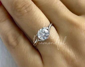 IGI Round Brilliant Lab Grown Diamond Split style Setting Engagement Ring in Round Brilliant 2 carat 2.5 carat 3 carat 4 carat