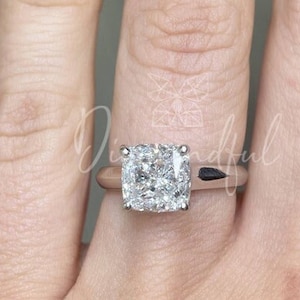 IGI Certified, Cushion Lab Grown Diamond Solitaire Engagement Ring in Customizable Cushion size 1.00 Ct, 2.50 Ct and 3.00 Ct, Gift for Her