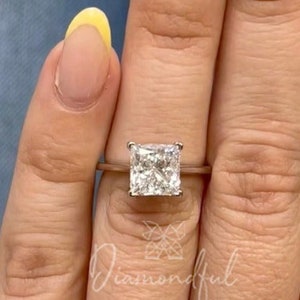 3.00 CT IGI Princess Lab Grown Diamond Engagement Ring in 14K Gold, Square Engagement, Princess Cut Solitaire Engagement Ring, Custom Ring