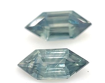 AAAA quality 0.92 ct Modified Lozenge Cut Green-Bluish Teal-Parti Matching Pair Sapphire engagement ring gemstone