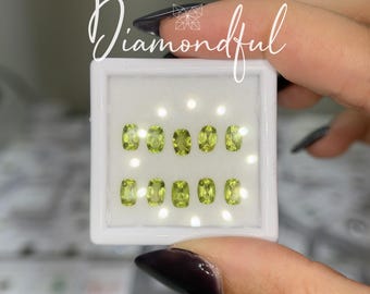 Natural Green Peridot 5.12 CTW Elongated Cushion Cut Loose Gemstone Lot, 10 Natural Peridot Stones for Fine Jewelry