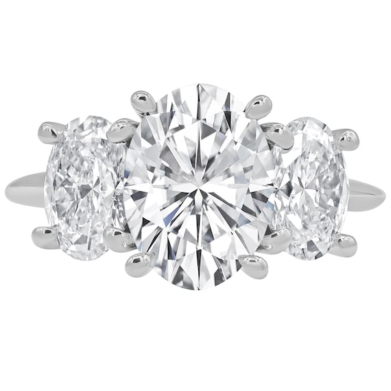Oval Cut Three Stone Engagement Ring Oval Cut Diamond Ring - Etsy