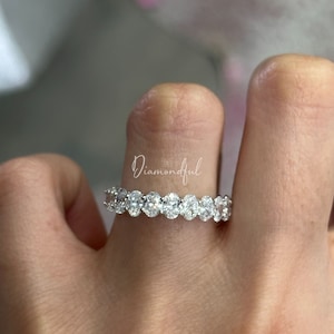 3.4 Carat Lab grown Diamonds Full Eternity Wedding Band, Custom Oval Cut Eternity Ring, Stackable Eternity Ring, Gifts for Her